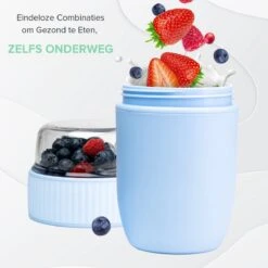 Coninx Yoghurtbeker To Go - Muesli Beker To Go - Lunchbeker - Mueslibeker 640ml ( 450ml+190ml ) - Blauw -Thuis Opslag Winkel 1200x1200 61