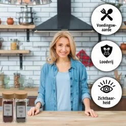 24 Glazen Kruidenpotjes Set Met 3 Soorten Strooideksels – Kruidenstrooier – Compleet Pakket Incl Kruidenpotjes Stickers, Krijtstift En Accessoires - Bamboo Deksel -Thuis Opslag Winkel 1200x1200 692