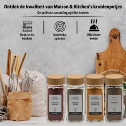 24 Glazen Kruidenpotjes Set Met 3 Soorten Strooideksels – Kruidenstrooier – Compleet Pakket Incl Kruidenpotjes Stickers, Krijtstift En Accessoires - Bamboo Deksel -Thuis Opslag Winkel 1200x1200 693