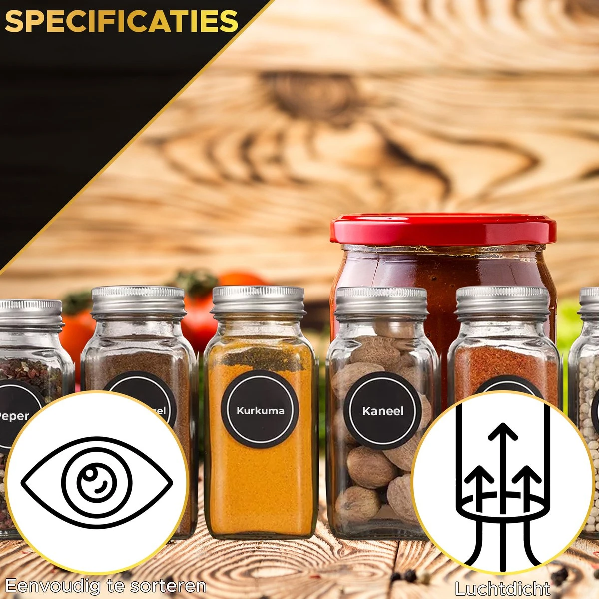 Toivo Kitchen 24 Kruidenpotjes Vierkant Met Strooideksel - 120 ML - Glas - Incl. Stickers Stift En Accessoires - Kruidenstrooier - Strooibus - Strooier 3 Toivo Kitchen 24 Kruidenpotjes Vierkant Met Strooideksel - 120 ML - Glas - Incl. Stickers Stift En Accessoires - Kruidenstrooier - Strooibus - Strooier - Afbeelding 3