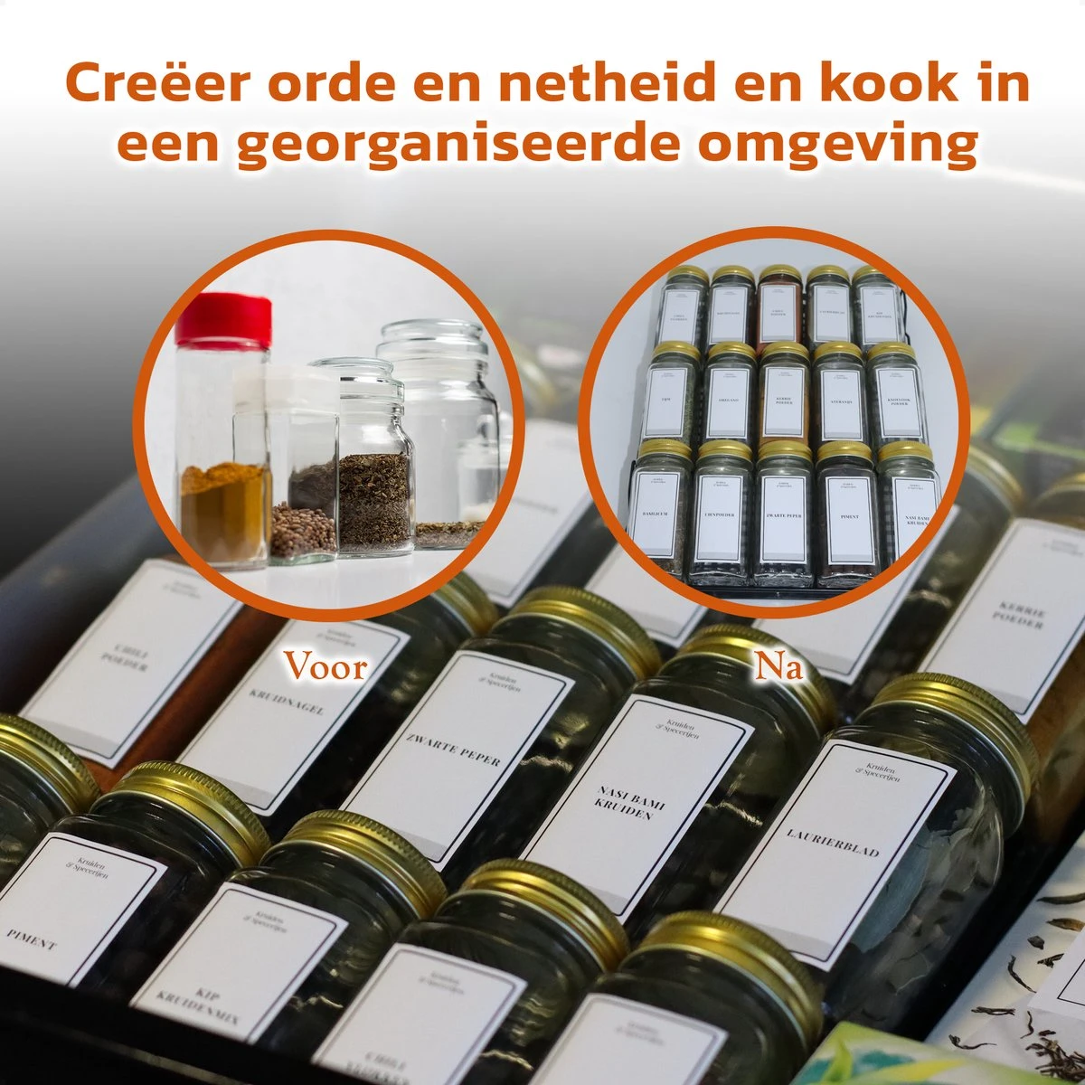 24 Glazen Kruidenpotjes Vierkant Met Deksel - Kruidenstrooier - Voorraadpotten - Keuken Organizer - Complete Set Met Strooideksels, Voorbedrukte & Blanco Stickers, Trechter En Stift - Inhoud 120 Ml - Goud 4 24 Glazen Kruidenpotjes Vierkant Met Deksel - Kruidenstrooier - Voorraadpotten - Keuken Organizer - Complete Set Met Strooideksels, Voorbedrukte & Blanco Stickers, Trechter En Stift - Inhoud 120 Ml - Goud - Afbeelding 4