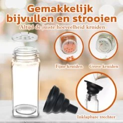 24 Glazen Kruidenpotjes Vierkant Met Deksel - Kruidenstrooier - Voorraadpotten - Keuken Organizer - Complete Set Met Strooideksels, Voorbedrukte & Blanco Stickers, Trechter En Stift - Inhoud 120 Ml - Goud 18 24 Glazen Kruidenpotjes Vierkant Met Deksel - Kruidenstrooier - Voorraadpotten - Keuken Organizer - Complete Set Met Strooideksels, Voorbedrukte & Blanco Stickers, Trechter En Stift - Inhoud 120 Ml - Goud -Thuis Opslag Winkel 1200x1200 719