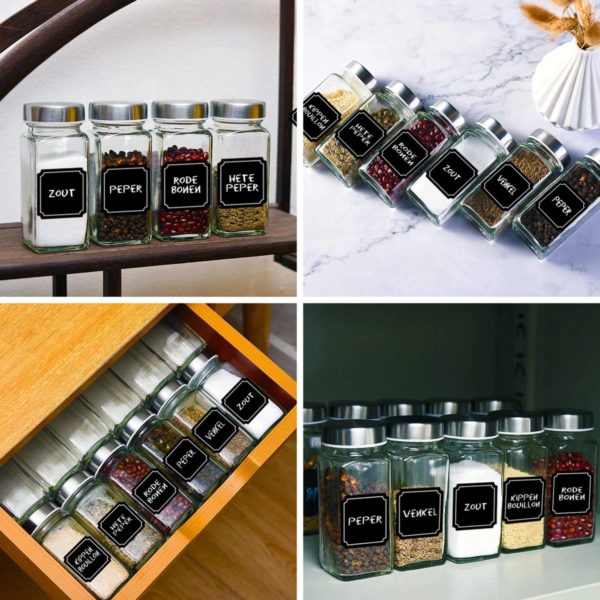 Soothe 48 Glazen Kruidenpotjes Set Met 2 Soorten Strooideksels – Kruidenstrooier – Compleet Pakket Incl Kruidenpotjes Stickers, Krijtstift En Accessoires 8 Soothe 48 Glazen Kruidenpotjes Set Met 2 Soorten Strooideksels – Kruidenstrooier – Compleet Pakket Incl Kruidenpotjes Stickers, Krijtstift En Accessoires - Afbeelding 8