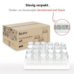 Deleca 24 Glazen Kruidenpotjes - Incl. 3 Soorten Stickers En Strooideksel Set - Voorraadpotten Glas Met Deksel - Kruidenstrooier - 10,5 X 4,3 Cm - Vierkant / 120 Ml 18 Deleca 24 Glazen Kruidenpotjes - Incl. 3 Soorten Stickers En Strooideksel Set - Voorraadpotten Glas Met Deksel - Kruidenstrooier - 10,5 X 4,3 Cm - Vierkant / 120 Ml -Thuis Opslag Winkel 1200x1200 742
