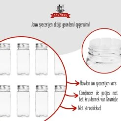 Krumble Kruidenpotjes Set Van 12 - 120 Ml - Kruidenstrooier - Strooibus - Met Strooideksel - Opbergpotjes - Vierkant - Glas - Met Aluminium Deksel - Transparant - 4,4 X 4,4 X 10,5 Cm -Thuis Opslag Winkel 1200x1200 750