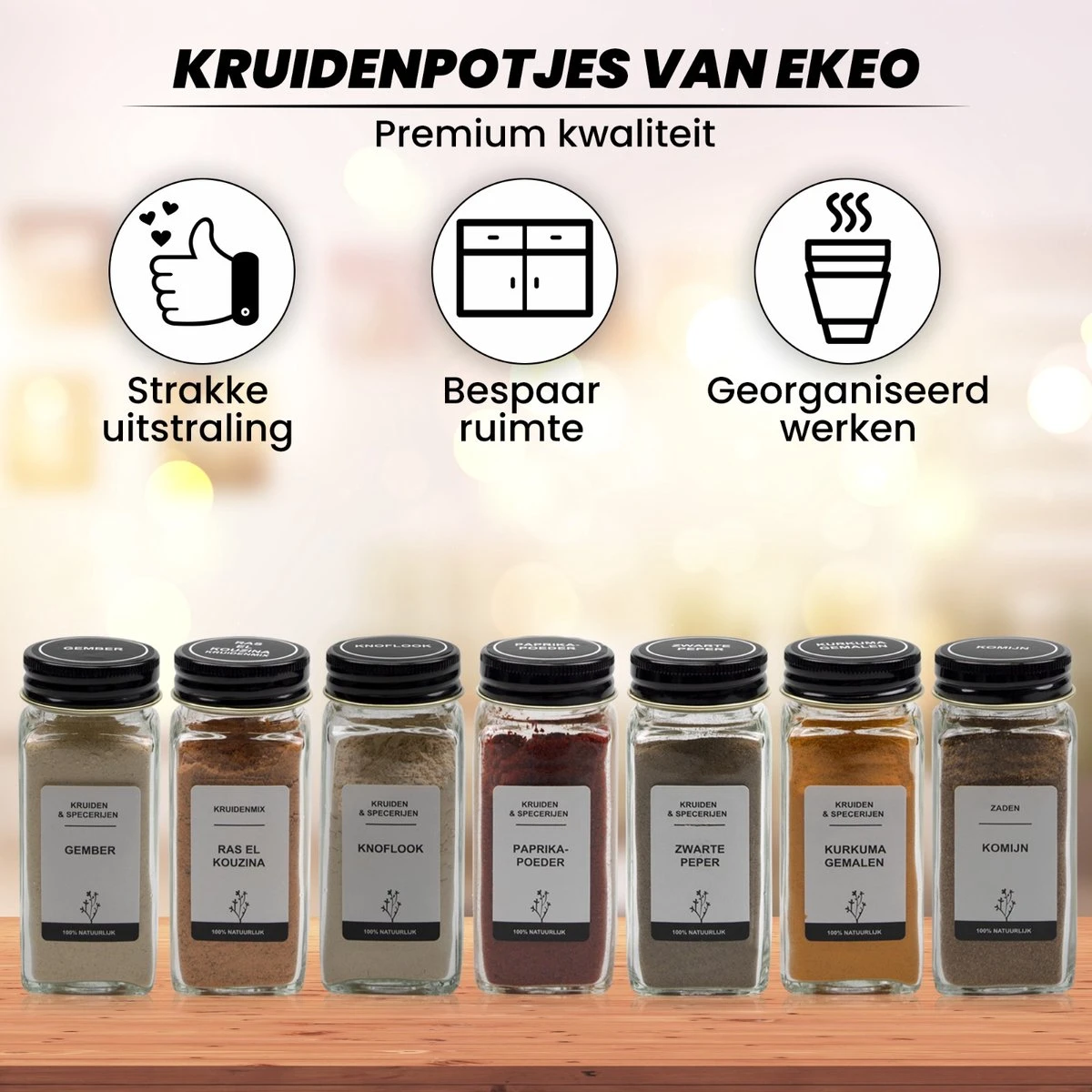 24 Glazen Kruidenpotjes Set Met 3 Soorten Strooideksels – Kruidenstrooier – Compleet Pakket Incl Kruidenpotjes Stickers, Krijtstift En Accessoires - Zwart 3 24 Glazen Kruidenpotjes Set Met 3 Soorten Strooideksels – Kruidenstrooier – Compleet Pakket Incl Kruidenpotjes Stickers, Krijtstift En Accessoires - Zwart - Afbeelding 3
