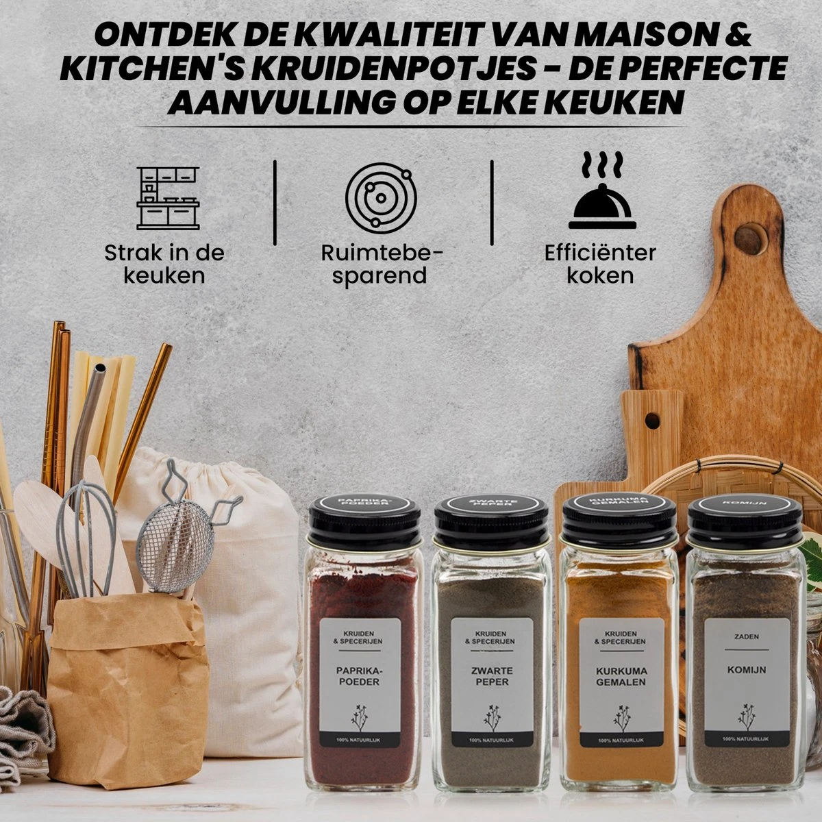 24 Glazen Kruidenpotjes Set Met 3 Soorten Strooideksels – Kruidenstrooier – Compleet Pakket Incl Kruidenpotjes Stickers, Krijtstift En Accessoires - Zwart 4 24 Glazen Kruidenpotjes Set Met 3 Soorten Strooideksels – Kruidenstrooier – Compleet Pakket Incl Kruidenpotjes Stickers, Krijtstift En Accessoires - Zwart - Afbeelding 4