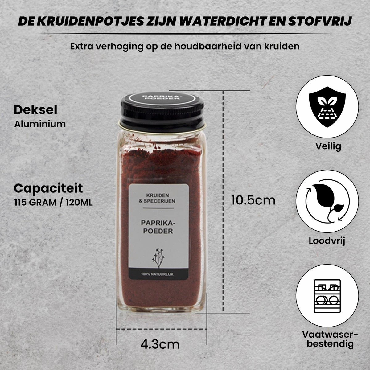 24 Glazen Kruidenpotjes Set Met 3 Soorten Strooideksels – Kruidenstrooier – Compleet Pakket Incl Kruidenpotjes Stickers, Krijtstift En Accessoires - Zwart 5 24 Glazen Kruidenpotjes Set Met 3 Soorten Strooideksels – Kruidenstrooier – Compleet Pakket Incl Kruidenpotjes Stickers, Krijtstift En Accessoires - Zwart - Afbeelding 5