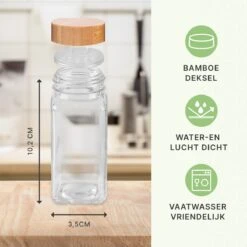 24 Glazen Kruidenpotjes Vierkant Met Bamboe Deksel - Kruidenstrooier - Complete Set Met Strooideksels, Voorbedrukte Stickers En Trechter - Inhoud 120 Ml - 10,5 X 4,3 Cm 13 24 Glazen Kruidenpotjes Vierkant Met Bamboe Deksel - Kruidenstrooier - Complete Set Met Strooideksels, Voorbedrukte Stickers En Trechter - Inhoud 120 Ml - 10,5 X 4,3 Cm -Thuis Opslag Winkel 1200x1200 763