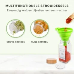 24 Glazen Kruidenpotjes Vierkant Met Bamboe Deksel - Kruidenstrooier - Complete Set Met Strooideksels, Voorbedrukte Stickers En Trechter - Inhoud 120 Ml - 10,5 X 4,3 Cm 15 24 Glazen Kruidenpotjes Vierkant Met Bamboe Deksel - Kruidenstrooier - Complete Set Met Strooideksels, Voorbedrukte Stickers En Trechter - Inhoud 120 Ml - 10,5 X 4,3 Cm -Thuis Opslag Winkel 1200x1200 764