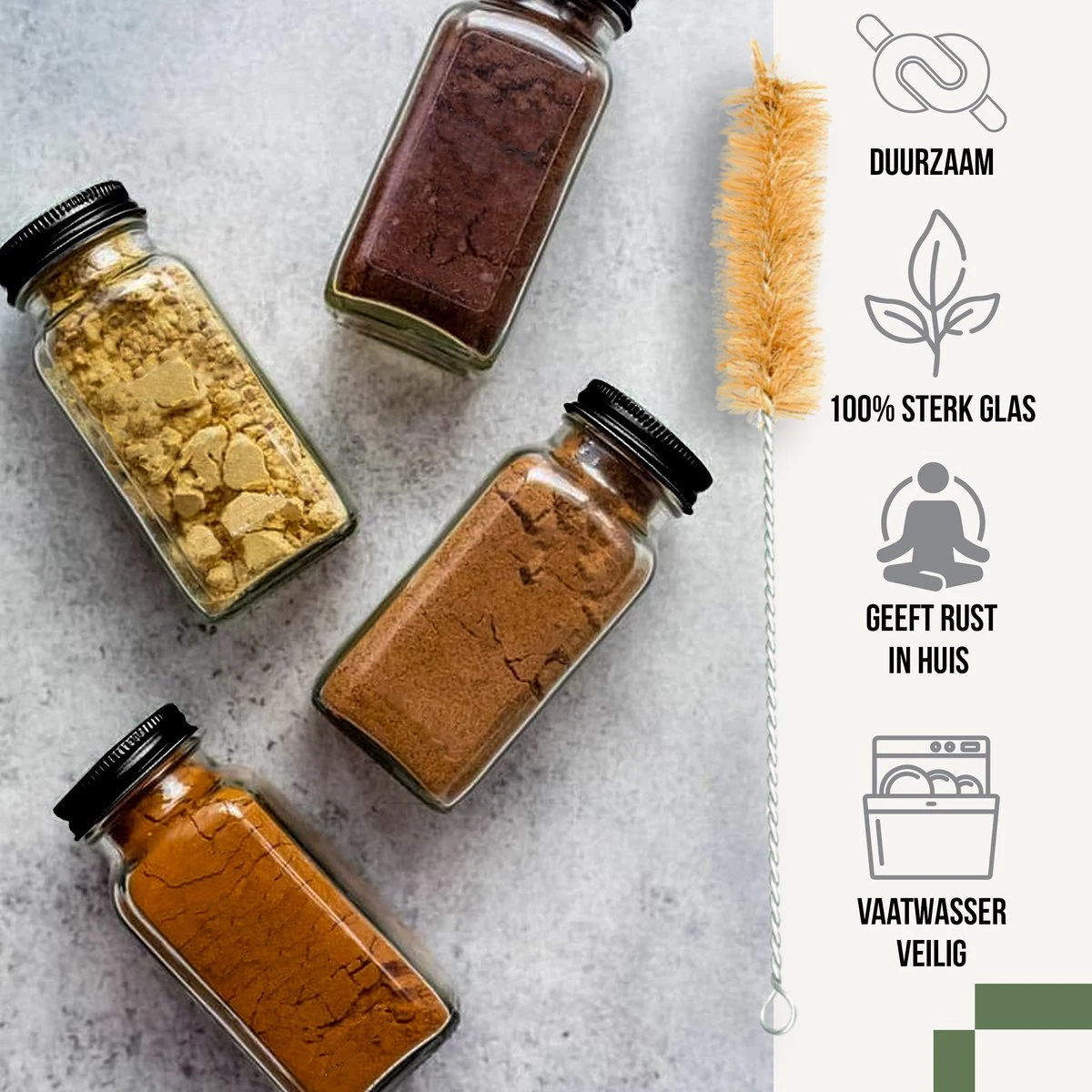 12 Glazen Kruidenpotjes Met Deksel - Kruidenstrooier - Strooideksel - Vierkant - Strooibus - Complete Set Met Trechter En Stickers 2 12 Glazen Kruidenpotjes Met Deksel - Kruidenstrooier - Strooideksel - Vierkant - Strooibus - Complete Set Met Trechter En Stickers - Afbeelding 2