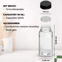 12 Glazen Kruidenpotjes Met Deksel - Kruidenstrooier - Strooideksel - Vierkant - Strooibus - Complete Set Met Trechter En Stickers 12 12 Glazen Kruidenpotjes Met Deksel - Kruidenstrooier - Strooideksel - Vierkant - Strooibus - Complete Set Met Trechter En Stickers -Thuis Opslag Winkel 1200x1200 778