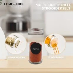 12 Glazen Kruidenpotjes Met Strooideksel - Ronde Kruidenstrooier - Complete Set Met Stickers, Trechter, Stift En Borstel 15 12 Glazen Kruidenpotjes Met Strooideksel - Ronde Kruidenstrooier - Complete Set Met Stickers, Trechter, Stift En Borstel -Thuis Opslag Winkel 1200x1200 799