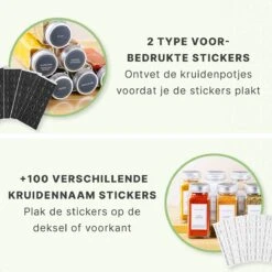 36 Glazen Kruidenpotjes Vierkant Met Deksel - Kruidenstrooier - Complete Set Met Strooideksels, Voorbedrukte Stickers En Trechter - Inhoud 120 Ml - 10,5 X 4,3 Cm -Thuis Opslag Winkel 1200x1200 806