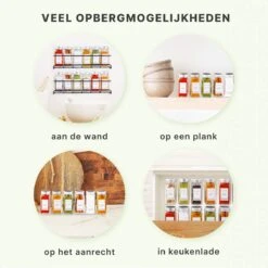 36 Glazen Kruidenpotjes Vierkant Met Deksel - Kruidenstrooier - Complete Set Met Strooideksels, Voorbedrukte Stickers En Trechter - Inhoud 120 Ml - 10,5 X 4,3 Cm -Thuis Opslag Winkel 1200x1200 808