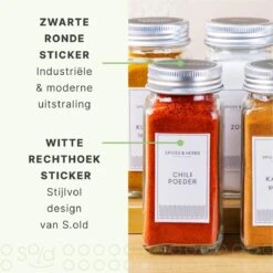 36 Glazen Kruidenpotjes Vierkant Met Deksel - Kruidenstrooier - Complete Set Met Strooideksels, Voorbedrukte Stickers En Trechter - Inhoud 120 Ml - 10,5 X 4,3 Cm -Thuis Opslag Winkel 1200x1200 809