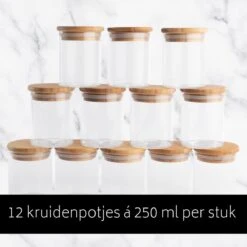 We Love Bamboe - Set Van 12 X Kruidenpotjes Incl. 144 X Kruiden Stickers Voor Potjes - Glazen Potjes Met Bamboe Deksel - 250 Ml Voorraadpotten - 8,5 X Dia 6,5 Cm - Nederlandse Kruiden Etiketten - Kruiden Labels 5 X 5 Cm 28 We Love Bamboe - Set Van 12 X Kruidenpotjes Incl. 144 X Kruiden Stickers Voor Potjes - Glazen Potjes Met Bamboe Deksel - 250 Ml Voorraadpotten - 8,5 X Dia 6,5 Cm - Nederlandse Kruiden Etiketten - Kruiden Labels 5 X 5 Cm -Thuis Opslag Winkel 1200x1200 827