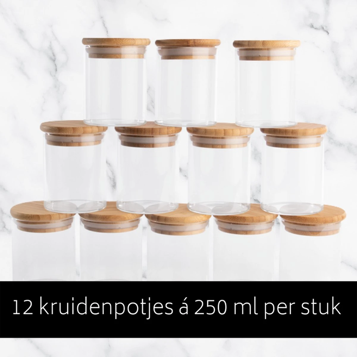 We Love Bamboe - Set Van 12 X Kruidenpotjes Incl. 144 X Kruiden Stickers Voor Potjes - Glazen Potjes Met Bamboe Deksel - 250 Ml Voorraadpotten - 8,5 X Dia 6,5 Cm - Nederlandse Kruiden Etiketten - Kruiden Labels 5 X 5 Cm 12 We Love Bamboe - Set Van 12 X Kruidenpotjes Incl. 144 X Kruiden Stickers Voor Potjes - Glazen Potjes Met Bamboe Deksel - 250 Ml Voorraadpotten - 8,5 X Dia 6,5 Cm - Nederlandse Kruiden Etiketten - Kruiden Labels 5 X 5 Cm - Afbeelding 12