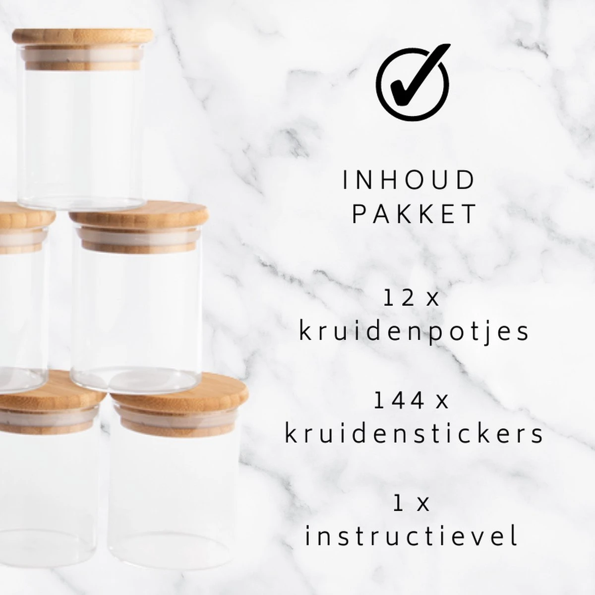 We Love Bamboe - Set Van 12 X Kruidenpotjes Incl. 144 X Kruiden Stickers Voor Potjes - Glazen Potjes Met Bamboe Deksel - 250 Ml Voorraadpotten - 8,5 X Dia 6,5 Cm - Nederlandse Kruiden Etiketten - Kruiden Labels 5 X 5 Cm 16 We Love Bamboe - Set Van 12 X Kruidenpotjes Incl. 144 X Kruiden Stickers Voor Potjes - Glazen Potjes Met Bamboe Deksel - 250 Ml Voorraadpotten - 8,5 X Dia 6,5 Cm - Nederlandse Kruiden Etiketten - Kruiden Labels 5 X 5 Cm - Afbeelding 16