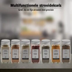 24 Glazen Kruidenpotjes Set Met 3 Soorten Strooideksels – Kruidenstrooier – Compleet Pakket Incl Kruidenpotjes Stickers, Krijtstift En Accessoires - Aluminium 19 24 Glazen Kruidenpotjes Set Met 3 Soorten Strooideksels – Kruidenstrooier – Compleet Pakket Incl Kruidenpotjes Stickers, Krijtstift En Accessoires - Aluminium -Thuis Opslag Winkel 1200x1200 839