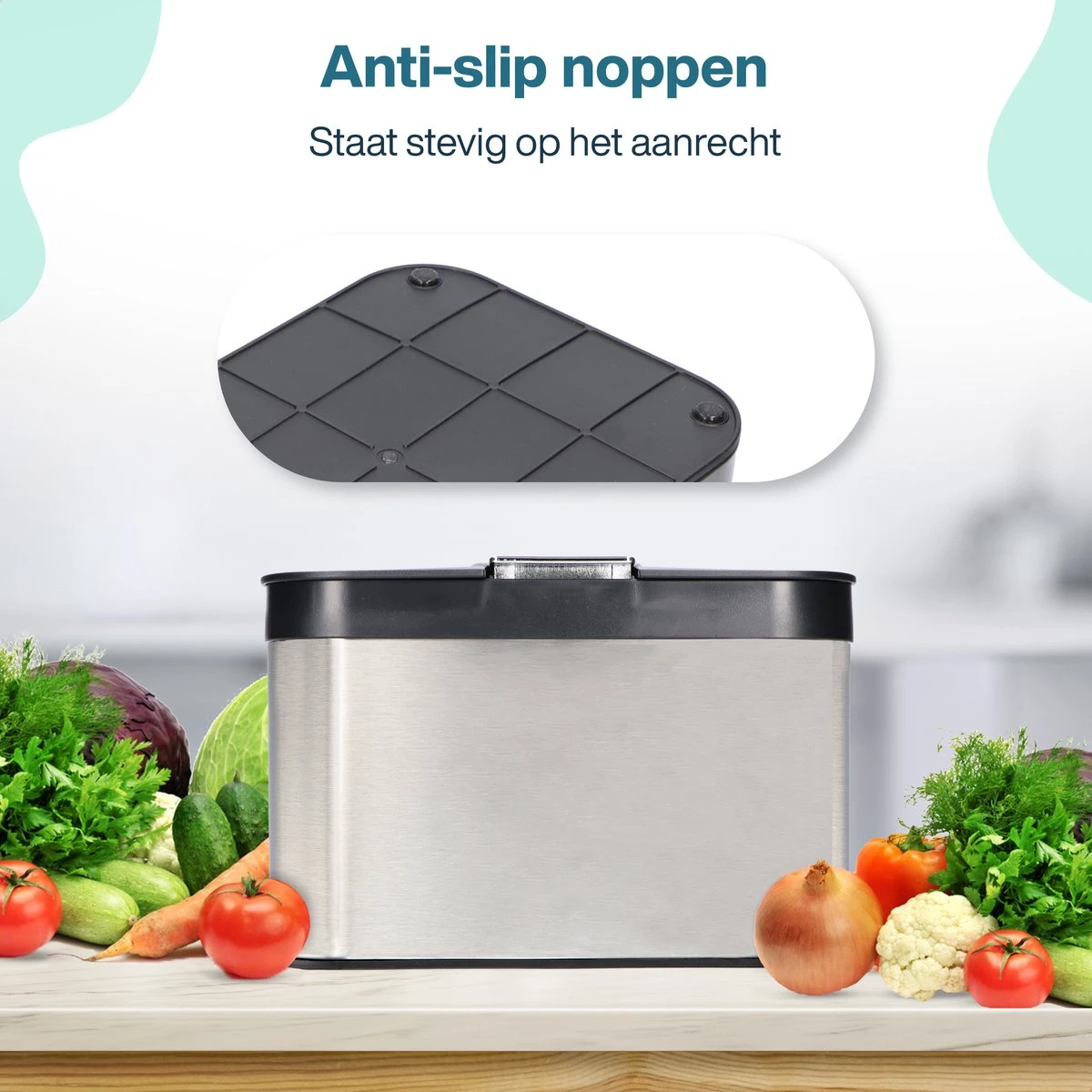 Hoogwaardig RVS Compostbak En Binnenemmer 4.3L - Groenafval - Compost - Afvalbakje Aanrecht - Compostemmer Keuken - Afvalemmer 4 Hoogwaardig RVS Compostbak En Binnenemmer 4.3L - Groenafval - Compost - Afvalbakje Aanrecht - Compostemmer Keuken - Afvalemmer - Afbeelding 4