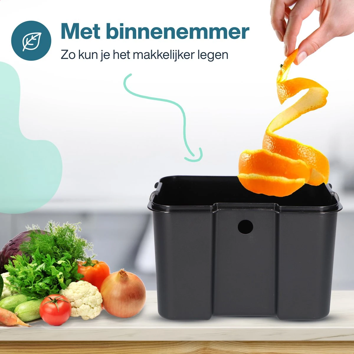 Hoogwaardig RVS Compostbak En Binnenemmer 4.3L - Groenafval - Compost - Afvalbakje Aanrecht - Compostemmer Keuken - Afvalemmer 5 Hoogwaardig RVS Compostbak En Binnenemmer 4.3L - Groenafval - Compost - Afvalbakje Aanrecht - Compostemmer Keuken - Afvalemmer - Afbeelding 5