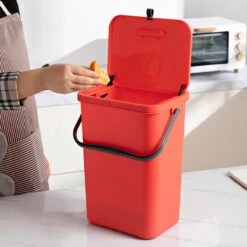 Homra Wall-up Prullenbak | Inbouwprullenbak Ophangbaar Met Plakstrip | GFT Vuilbak | Werkblak Afvalbak | Draagbare Vuilnisemmer | 12L Inhoud | Rood -Thuis Opslag Winkel 1200x1200 869