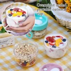 Deluqse Overnight Oats Potjes - Overnights Oats Beker - Set Van 3 - Oats Potjes - Overnight Oats Jar - Muesli Beker - Havermout Potjes -Thuis Opslag Winkel 1200x1200 94
