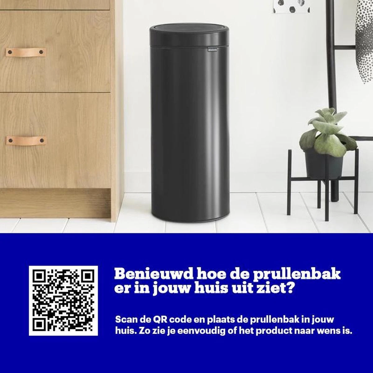 Brabantia Touch Bin Prullenbak - 30 L - Matt Black 2 Brabantia Touch Bin Prullenbak - 30 L - Matt Black - Afbeelding 2