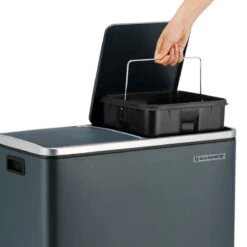 Segenn's Prullenbak - Keuken Afvalbak - 60 Liter - Met 2 Vakken - Afvalscheiding 2x30 L - Metalen Pedaalemmer - Kunststof Binnenbak - Met Klapdeksel En Handgrepen - Zacht Sluiten - Luchtdicht - Grijs -Thuis Opslag Winkel 1200x1200 992