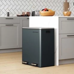 Segenn's Prullenbak - Keuken Afvalbak - 60 Liter - Met 2 Vakken - Afvalscheiding 2x30 L - Metalen Pedaalemmer - Kunststof Binnenbak - Met Klapdeksel En Handgrepen - Zacht Sluiten - Luchtdicht - Grijs -Thuis Opslag Winkel 1200x1200 993