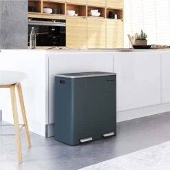 Segenn's Prullenbak - Keuken Afvalbak - 60 Liter - Met 2 Vakken - Afvalscheiding 2x30 L - Metalen Pedaalemmer - Kunststof Binnenbak - Met Klapdeksel En Handgrepen - Zacht Sluiten - Luchtdicht - Grijs -Thuis Opslag Winkel 1200x1200 994