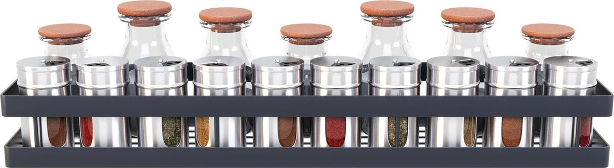 Noswo Kruidenrek Ophangbaar - Kruidenrek Voor Kruidenpotjes - Keukenrek Hangend - 50 Cm - Zwart 6 Noswo Kruidenrek Ophangbaar - Kruidenrek Voor Kruidenpotjes - Keukenrek Hangend - 50 Cm - Zwart - Afbeelding 6