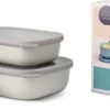 Mepal - Multikom Cirqula Rechthoekig 3-delige Set (500+1000+2000) - Mag In De Vriezer, Magnetron En Vaatwasser – Nordic White – Meal Prep Bakjes - Bewaardozen Met Deksel
