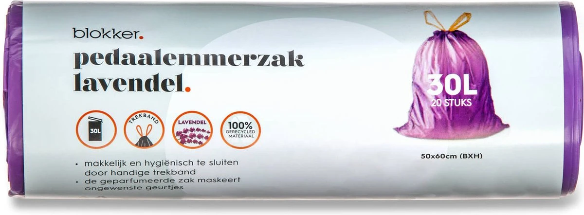 Blokker Pedaalemmerzak Met Lavendel Geur 30 Liter X 20 Stuks 1 Blokker Pedaalemmerzak Met Lavendel Geur 30 Liter X 20 Stuks