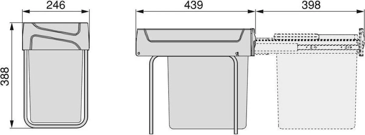 Eleganca Afvalbak 20 Liter – Inbouw Prullenbak – Inbouw Afvalemmer 20L – Uittrekbare Prullenbak – Vuilnisbak -Afvalemmer Keuken – Hygiënisch – Ruimtebesparend Vuilnisbak – Grijs – B24,6xD44xH39cm 10 Eleganca Afvalbak 20 Liter – Inbouw Prullenbak – Inbouw Afvalemmer 20L – Uittrekbare Prullenbak – Vuilnisbak -Afvalemmer Keuken – Hygiënisch – Ruimtebesparend Vuilnisbak – Grijs – B24,6xD44xH39cm - Afbeelding 10