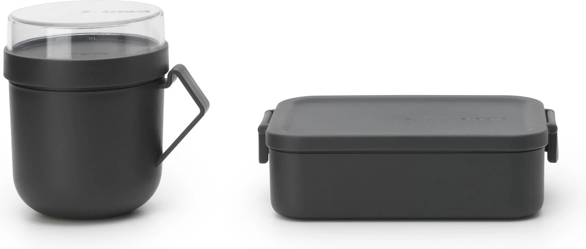 Brabantia Make & Take Lunchset - 2-delig - Kunststof - Dark Grey 1 Brabantia Make & Take Lunchset - 2-delig - Kunststof - Dark Grey
