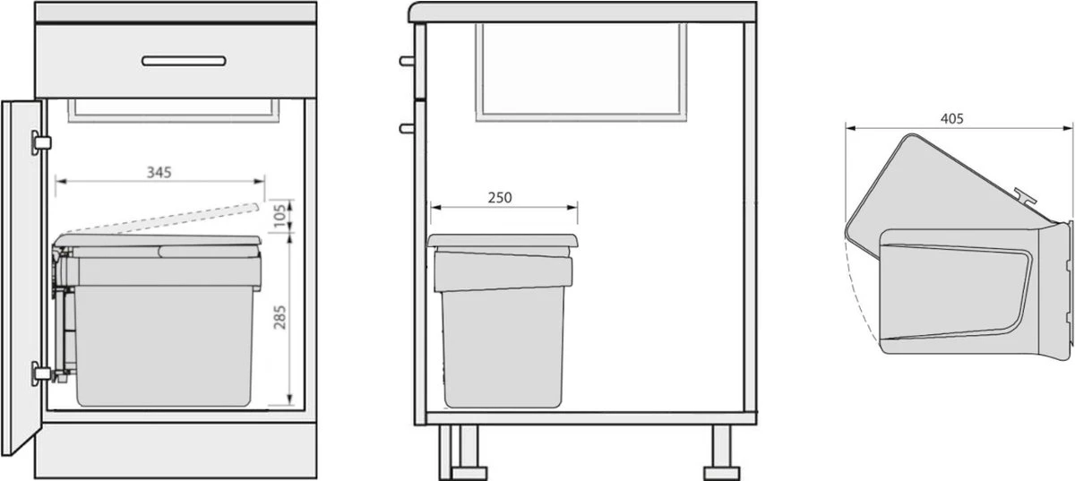 Eleganca Afvalbak 15 Liter Met Vuilniszakken - Uittrekbare Prullenbak - Inbouw Afvalemmer - Vuilnisbak Antraciet - B34.5x25xH28.5cm - Geleverd Met 5x50 Bijpassende Vuilniszakken 3 Eleganca Afvalbak 15 Liter Met Vuilniszakken - Uittrekbare Prullenbak - Inbouw Afvalemmer - Vuilnisbak Antraciet - B34.5x25xH28.5cm - Geleverd Met 5x50 Bijpassende Vuilniszakken - Afbeelding 3