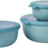 Mepal - Multikom Cirqula 3-delige Set (350 + 750 + 1250 Ml) - Mag In De Vriezer, Magnetron En Vaatwasser – Nordic Green – Meal Prep Bakjes - Bewaardozen Met Deksel