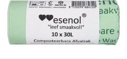 Esenol Composteerbare Afvalzakken 30 Liter 10 Stuks - Biozakken - Biologisch Afbreekbare Afvalzakken – 100% Composteerbare Vuilniszakken - Gft Afvalzakken - Kiemplant Logo