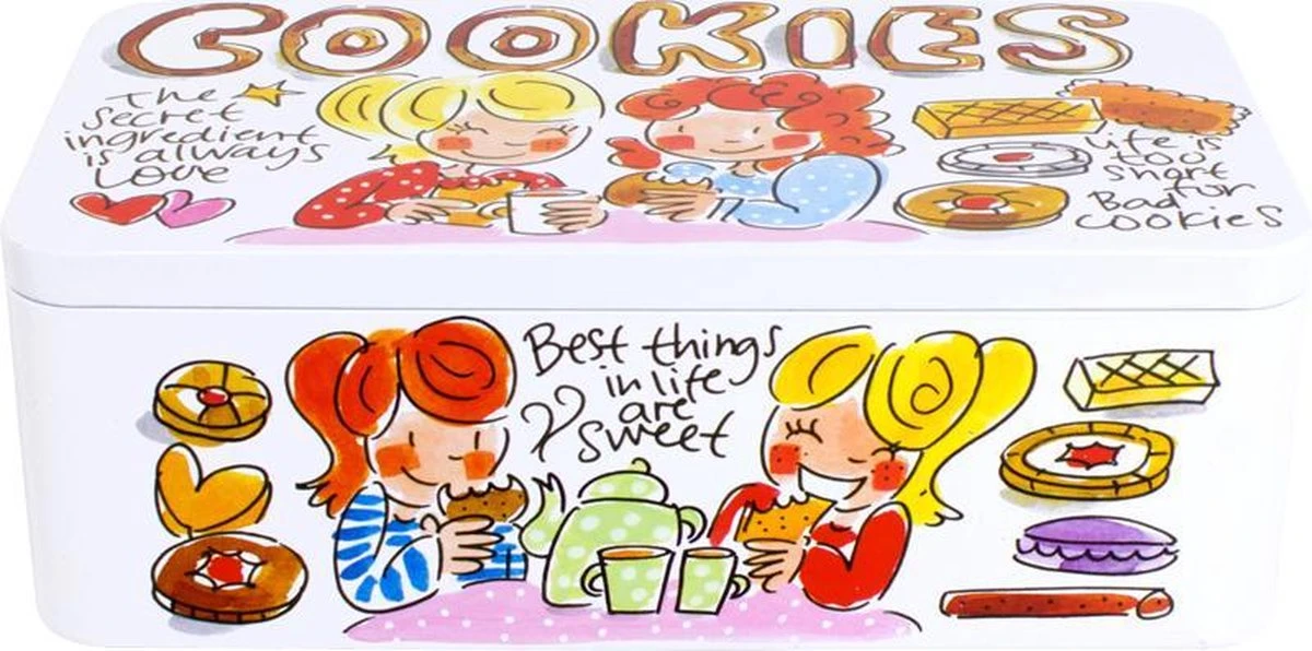 Blond Amsterdam Even Bijkletsen Koektrommel - Blik - 11x20 Cm 1 Blond Amsterdam Even Bijkletsen Koektrommel - Blik - 11x20 Cm