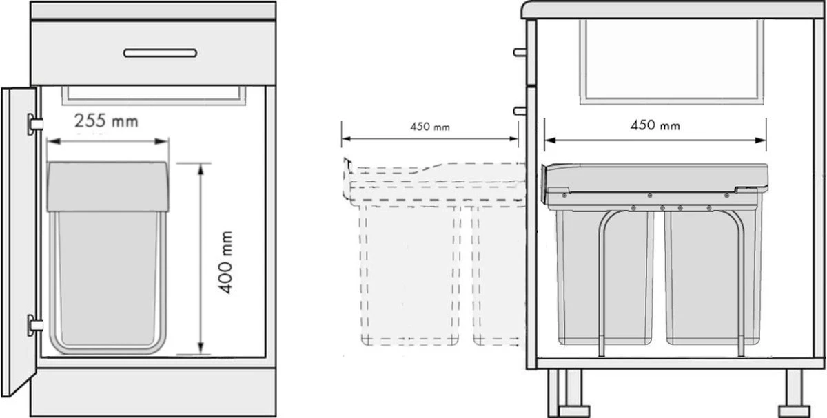 Eleganca Afvalbak 30 Liter - Uittrekbare Prullenbak - Vuilnisbak - Inbouw Afvalemmer - Grijs - B25,5xD45xH40cm 3 Eleganca Afvalbak 30 Liter - Uittrekbare Prullenbak - Vuilnisbak - Inbouw Afvalemmer - Grijs - B25,5xD45xH40cm - Afbeelding 3
