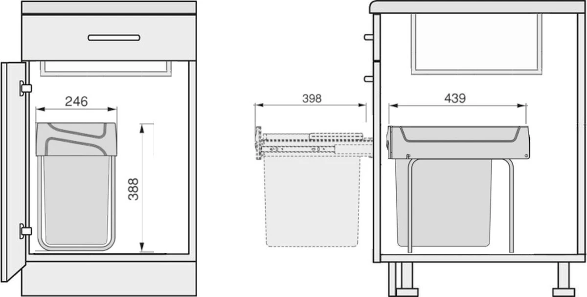 Eleganca Afvalbak 20 Liter – Inbouw Prullenbak – Inbouw Afvalemmer 20L – Uittrekbare Prullenbak – Vuilnisbak -Afvalemmer Keuken – Hygiënisch – Ruimtebesparend Vuilnisbak – Grijs – B24,6xD44xH39cm 2 Eleganca Afvalbak 20 Liter – Inbouw Prullenbak – Inbouw Afvalemmer 20L – Uittrekbare Prullenbak – Vuilnisbak -Afvalemmer Keuken – Hygiënisch – Ruimtebesparend Vuilnisbak – Grijs – B24,6xD44xH39cm - Afbeelding 2