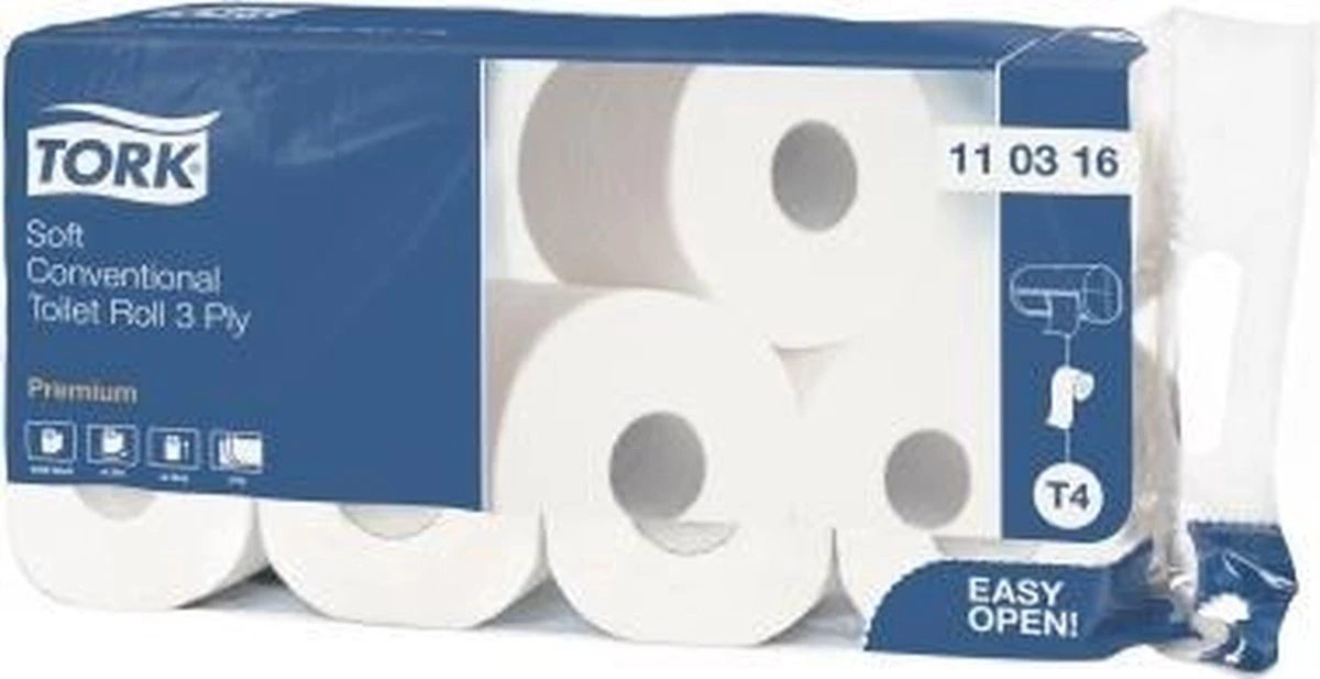 Tork Traditioneel Toiletpapier 3-laags Wit 250 Vel T4 Premium 5 Tork Traditioneel Toiletpapier 3-laags Wit 250 Vel T4 Premium - Afbeelding 5