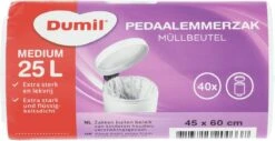 40x Afvalzakken/vuilniszakken 25 Liter - Extra Sterke Lekvrije Pedaalemmerzakken