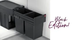 Hailo Tandem - Inbouw Prullenbak - 30 Liter Inhoud - Met 2 Compartimenten - NIEUW ZWART