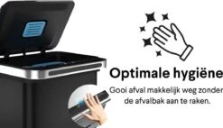 Homra DEXER Afvalscheiding Prullenbak - 4 Vakken - 60 Liter (2×18L + 2×12L) - Recycle Sensor Prullenbak - RVS Afvalemmer - Afvalscheidingsprullenbak - Design Keuken Afvalemmer - Automatische Lucht- En Bacterie Filter - Soft Close Deksel – Kleur Zwart -Thuis Opslag Winkel 1200x692 2