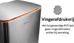 Pedaalemmer RVS 50 Liter - Prullenbak Met Pedaal Homra KONIQ - 50L Zilver - Automatische Lucht Filter - Odor Control Filter - Softclose Deksel - Design Afvalemmer - Duurzaam Vingerafdrukvrij En Vuilafstotend RVS - Keuken En Kantoor Vuilbak -Thuis Opslag Winkel 1200x703 2