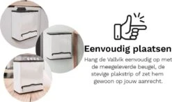 Stangvollby Vallvik Prullenbak – 4 Liter – Keukenrol Dispenser – Wit – RVS - Ophangbare Vuilbak - Afvalscheiding - Uitneembare Binnenemmer – Inbouw Vuilnisbak – Keuken Afvalemmer – Ruimtebesparend – Staand - Ophangen – Keukenrol Houder – GFT Bakje -Thuis Opslag Winkel 1200x708 3