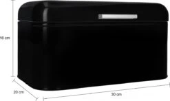 QUVIO Broodtrommel - Brooddoos - Brood Bewaren - Vershouddoos Voor Brood - Brooddoos - Klepdeksel - Scharnierdeksel - Zwart - Ijzer - 9,5 Liter Inhoud - 20 X 30 X 16 Cm -Thuis Opslag Winkel 1200x715